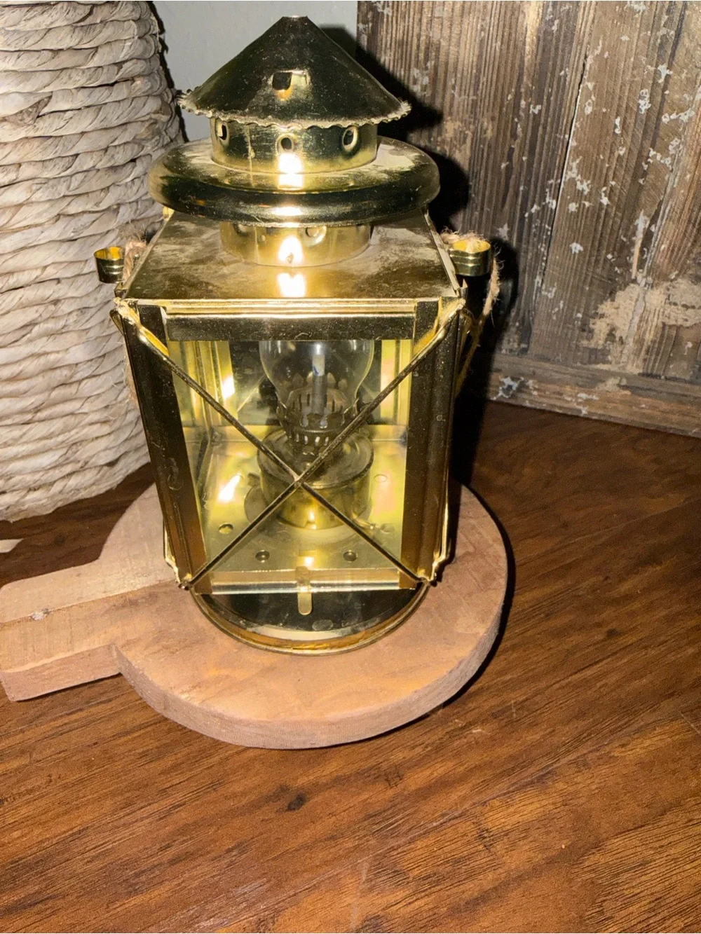 Ship Lantern Nautical Brass Color Oil Lamp 9 In Tall